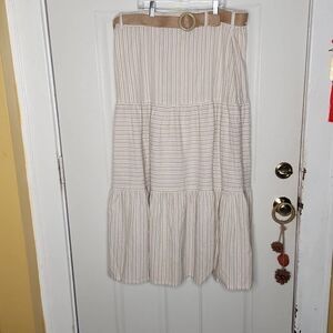 Truly 4 you beige and white boho chic long skirt women's size XL